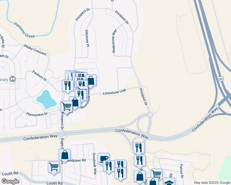 map of restaurants, bars, coffee shops, grocery stores, and more near Limestone Link in Fort McMurray