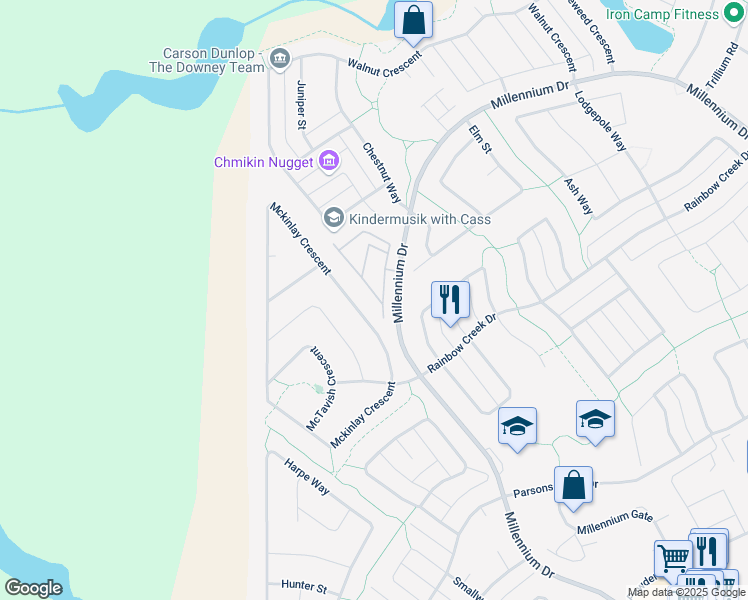 map of restaurants, bars, coffee shops, grocery stores, and more near 313 Millennium Drive in Fort McMurray