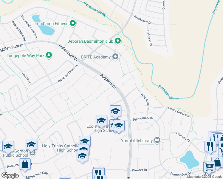 map of restaurants, bars, coffee shops, grocery stores, and more near 200 Pinnacle Place in Fort McMurray