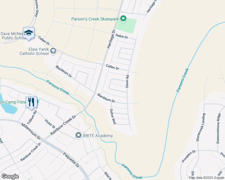 map of restaurants, bars, coffee shops, grocery stores, and more near Comeau Crescent in Fort McMurray