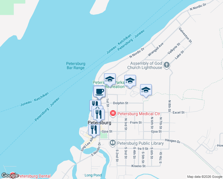 map of restaurants, bars, coffee shops, grocery stores, and more near 109 Charles West Street in Petersburg