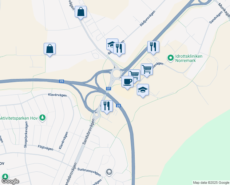 map of restaurants, bars, coffee shops, grocery stores, and more near in Växjö