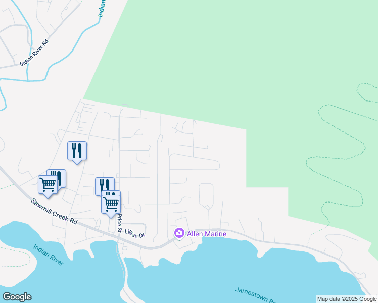 map of restaurants, bars, coffee shops, grocery stores, and more near 401 Louise Court in Sitka