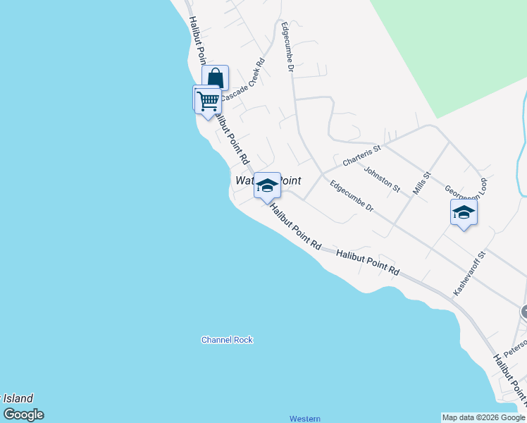 map of restaurants, bars, coffee shops, grocery stores, and more near 1602 Davidoff Street in Sitka