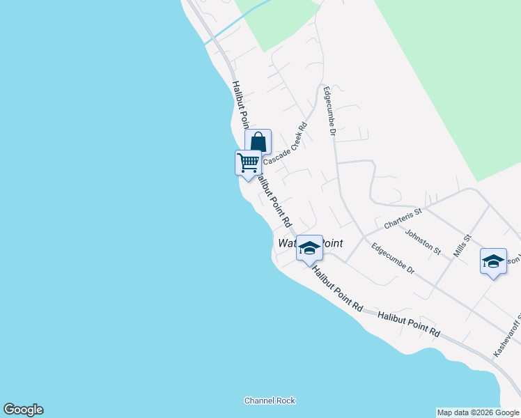 map of restaurants, bars, coffee shops, grocery stores, and more near 1899 Alder Way in Sitka
