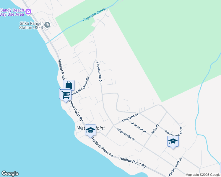 map of restaurants, bars, coffee shops, grocery stores, and more near 300-306 Wortman Loop in Sitka
