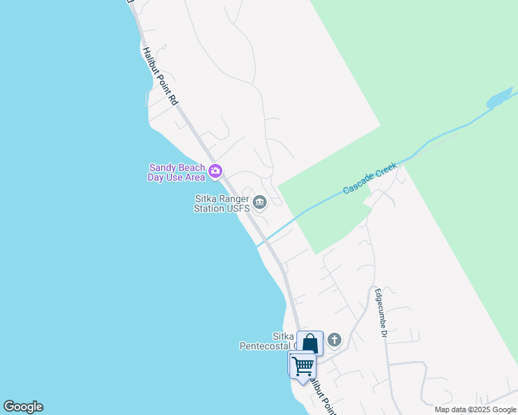 map of restaurants, bars, coffee shops, grocery stores, and more near 2108 Halibut Point Highway in Sitka