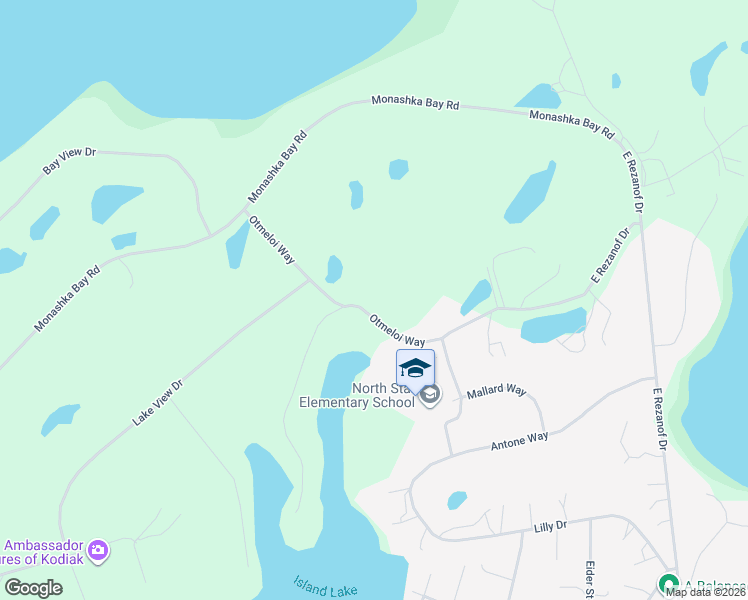 map of restaurants, bars, coffee shops, grocery stores, and more near 3653 Otmeloi Way in Kodiak