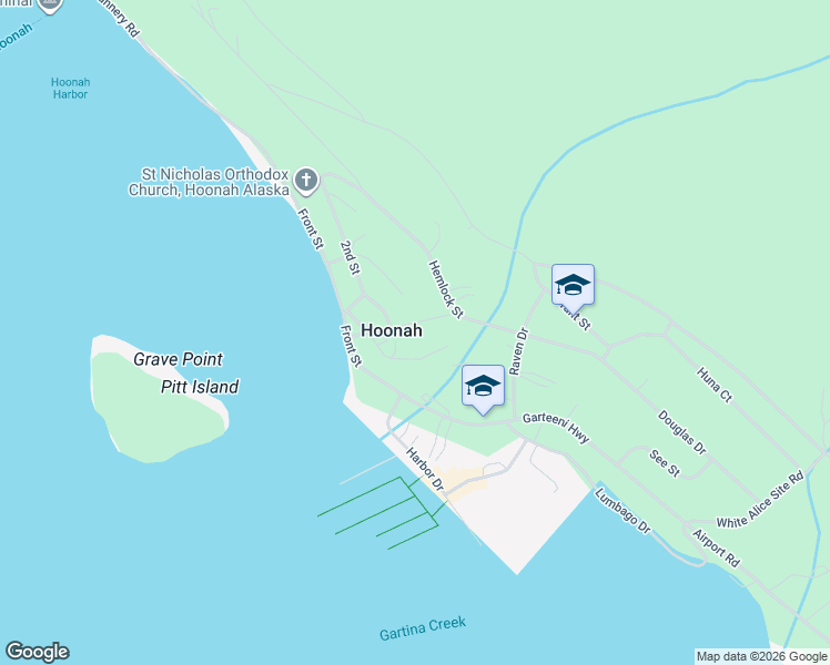 map of restaurants, bars, coffee shops, grocery stores, and more near in Hoonah