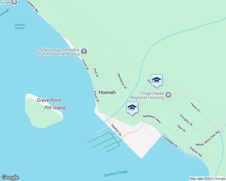 map of restaurants, bars, coffee shops, grocery stores, and more near in Hoonah