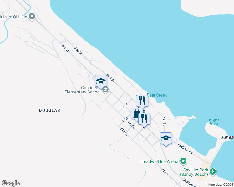 map of restaurants, bars, coffee shops, grocery stores, and more near 1503 Capital View in Juneau