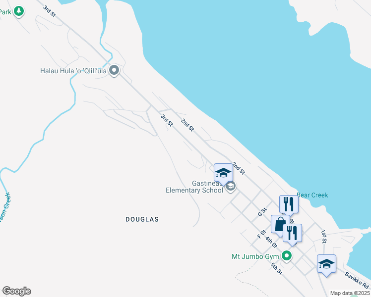 map of restaurants, bars, coffee shops, grocery stores, and more near 1717 Douglas Highway in Juneau