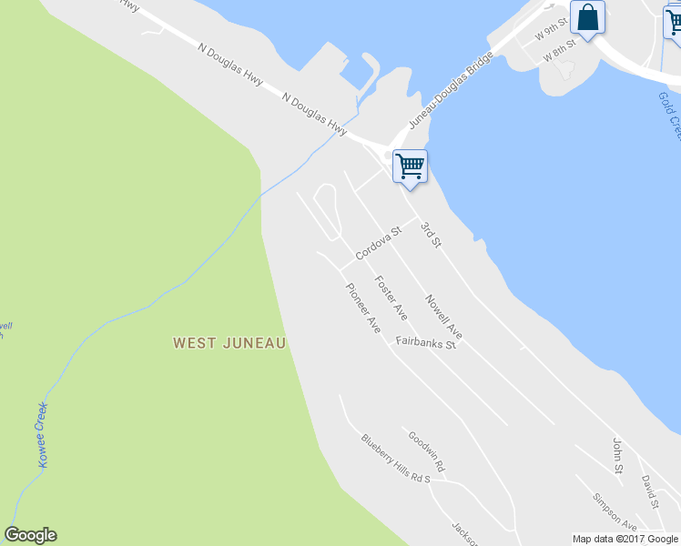 map of restaurants, bars, coffee shops, grocery stores, and more near 3308 Pioneer Avenue in Juneau