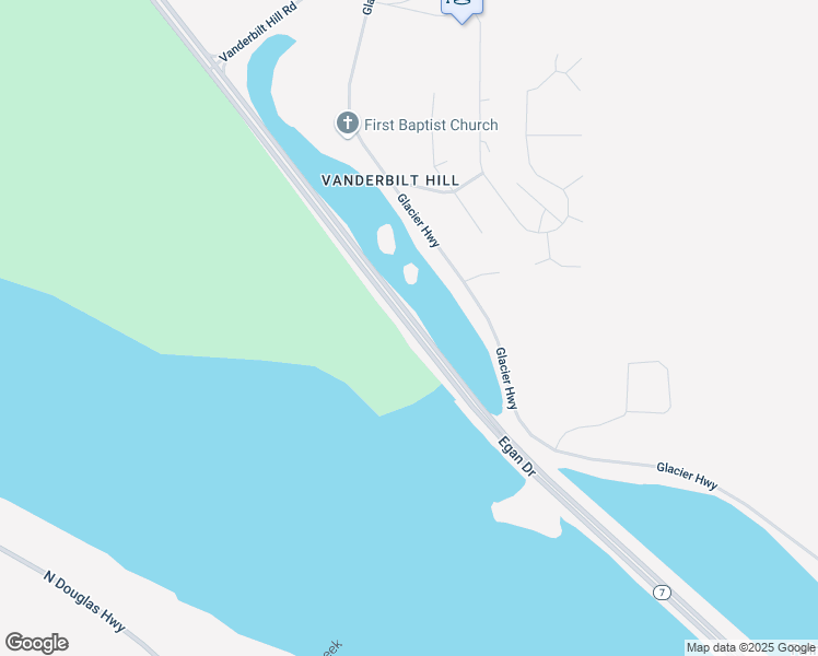 map of restaurants, bars, coffee shops, grocery stores, and more near Egan Drive in Juneau