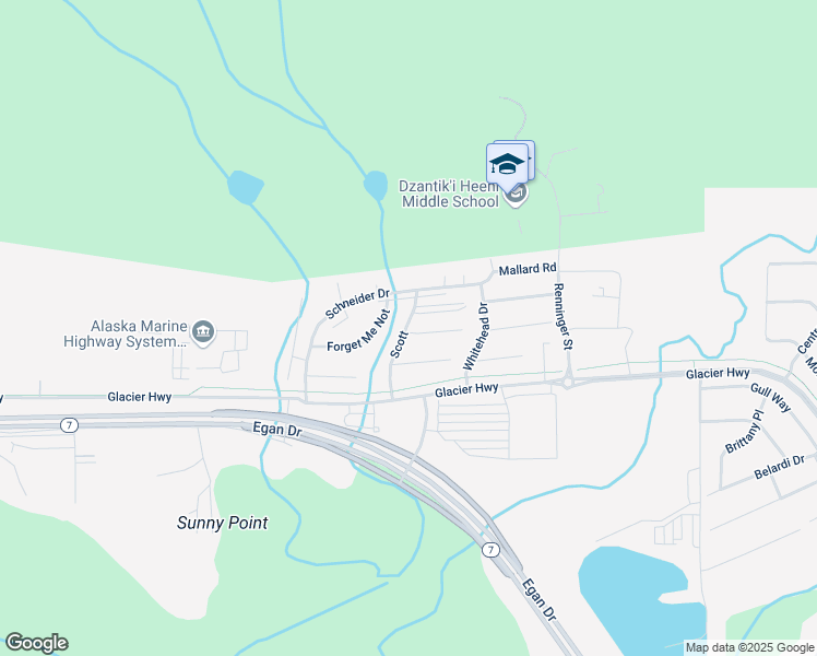 map of restaurants, bars, coffee shops, grocery stores, and more near Scott in Juneau
