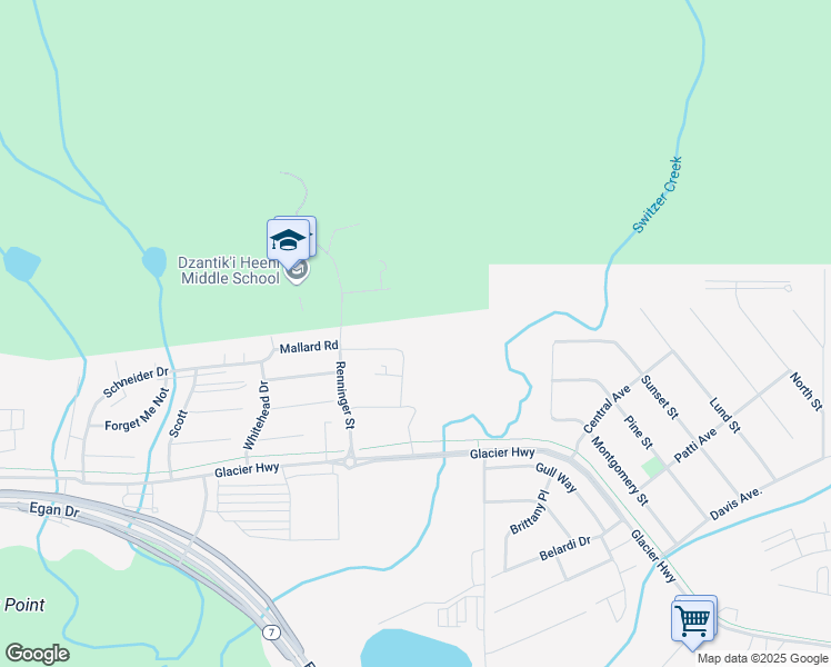 map of restaurants, bars, coffee shops, grocery stores, and more near 1800 Northwood Drive in Juneau