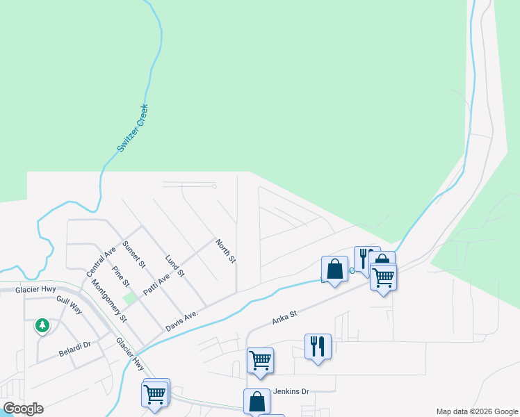 map of restaurants, bars, coffee shops, grocery stores, and more near 5905 Churchill Way in Juneau