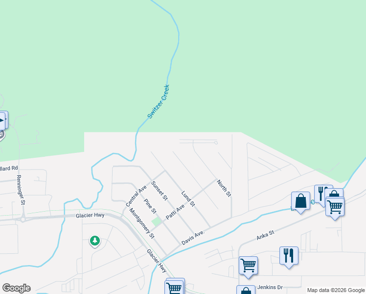 map of restaurants, bars, coffee shops, grocery stores, and more near 5995 Lemon St in Juneau