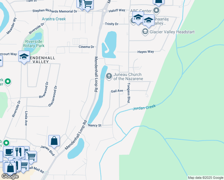 map of restaurants, bars, coffee shops, grocery stores, and more near 3209 Bresee Street in Juneau
