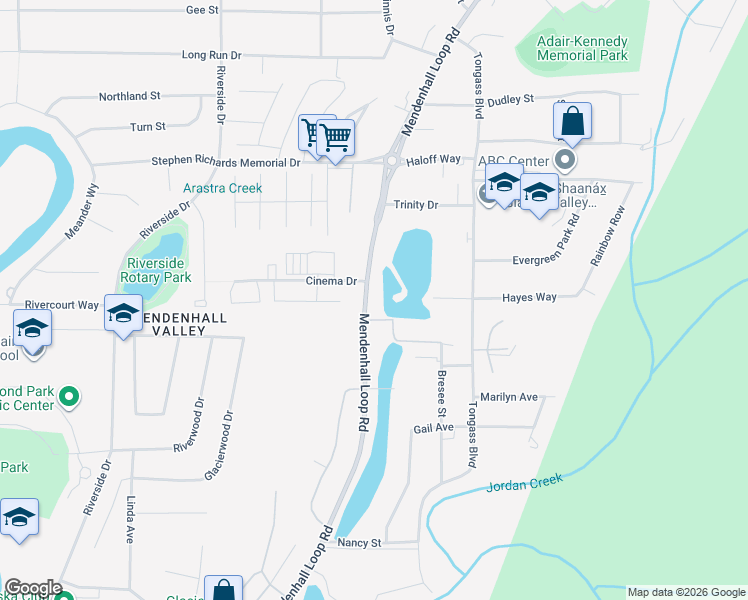 map of restaurants, bars, coffee shops, grocery stores, and more near 3266 Mendenhall Loop Road in Juneau