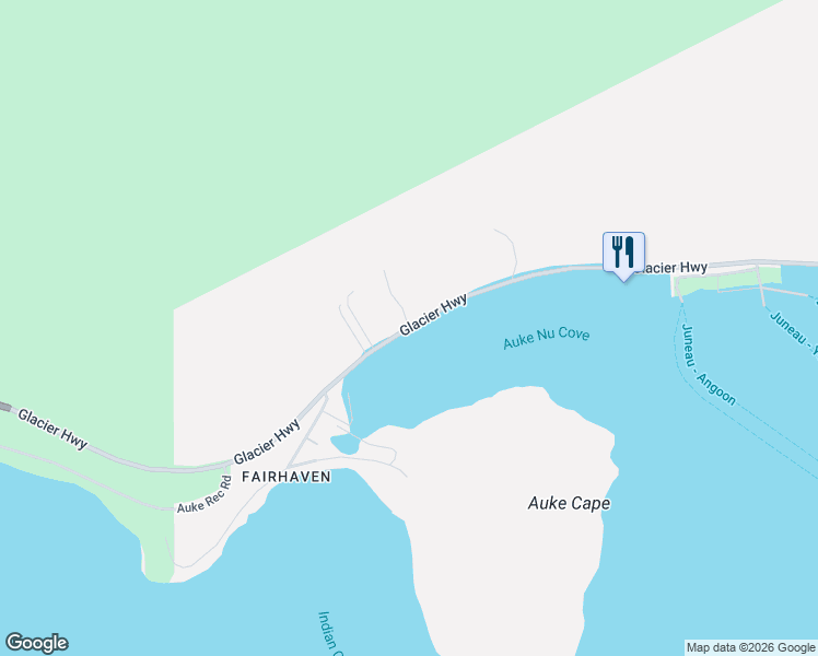 map of restaurants, bars, coffee shops, grocery stores, and more near 13876 Glacier Highway in Juneau