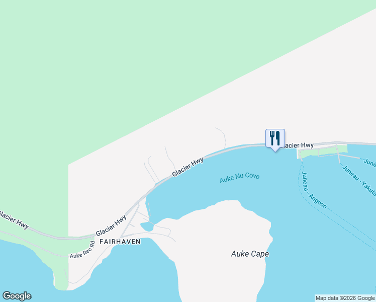 map of restaurants, bars, coffee shops, grocery stores, and more near 13876-13966 Glacier Highway in Juneau