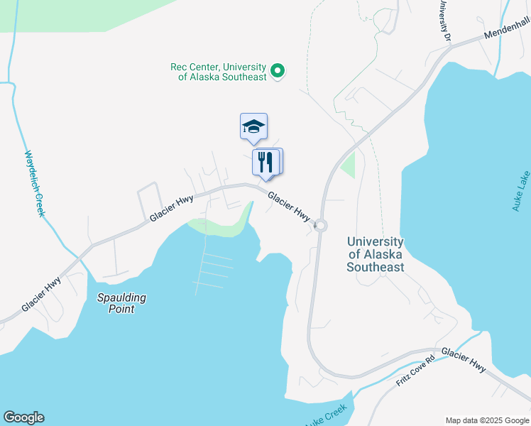 map of restaurants, bars, coffee shops, grocery stores, and more near 11465 Auke Bay Harbor Rd in Juneau