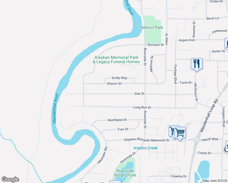 map of restaurants, bars, coffee shops, grocery stores, and more near 9230 Gee Street in Juneau