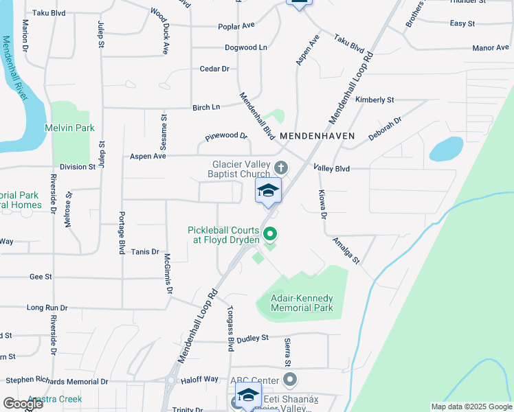 map of restaurants, bars, coffee shops, grocery stores, and more near 3751-3799 Mendenhall Loop Rd in Juneau
