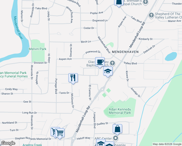 map of restaurants, bars, coffee shops, grocery stores, and more near 8589 Duran St in Juneau
