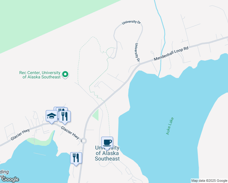 map of restaurants, bars, coffee shops, grocery stores, and more near 3853 Lee Court in Juneau