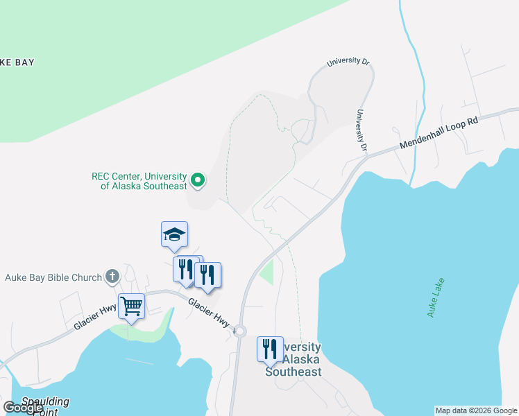 map of restaurants, bars, coffee shops, grocery stores, and more near 3826 Lee Court in Juneau