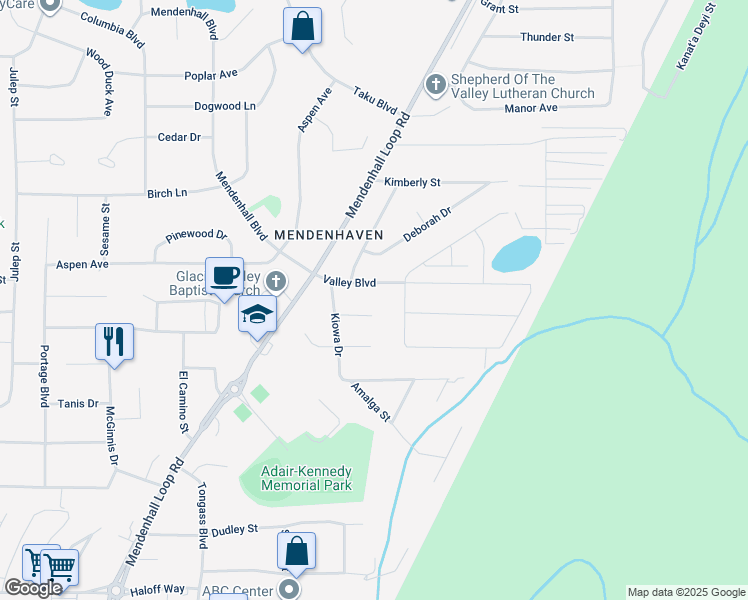map of restaurants, bars, coffee shops, grocery stores, and more near 8494 Valley Blvd in Juneau