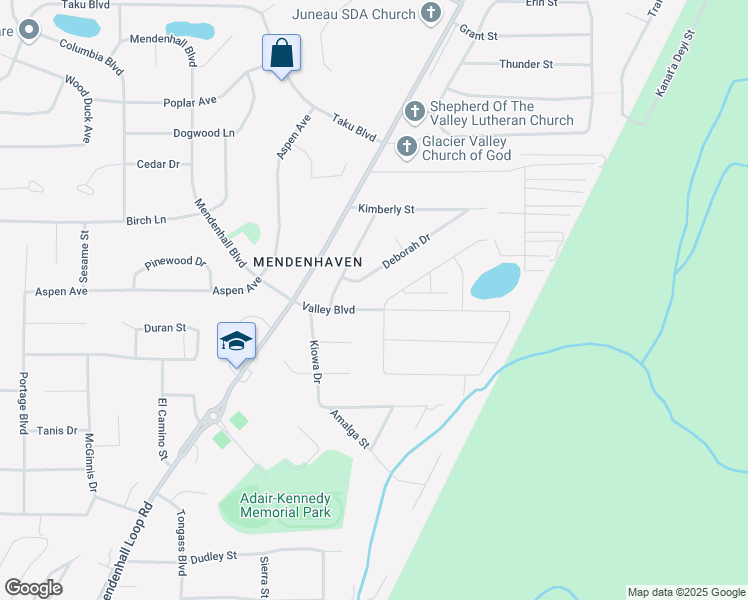 map of restaurants, bars, coffee shops, grocery stores, and more near 4001 Slate Drive in Juneau