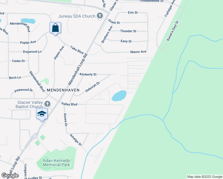 map of restaurants, bars, coffee shops, grocery stores, and more near 4044 Delta Drive in Juneau