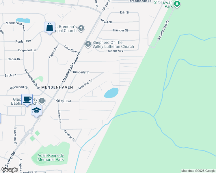 map of restaurants, bars, coffee shops, grocery stores, and more near 4052 Delta Drive in Juneau