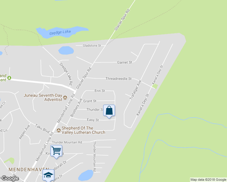 map of restaurants, bars, coffee shops, grocery stores, and more near 8164 Erin Street in Juneau