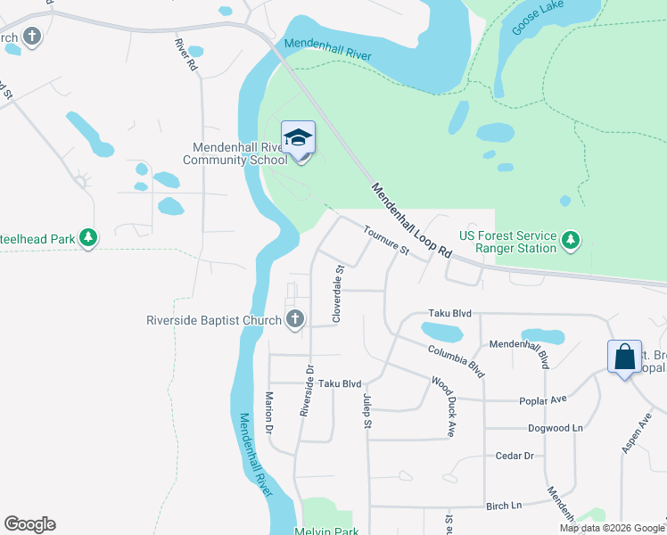 map of restaurants, bars, coffee shops, grocery stores, and more near 4508 Rosedale Street in Juneau