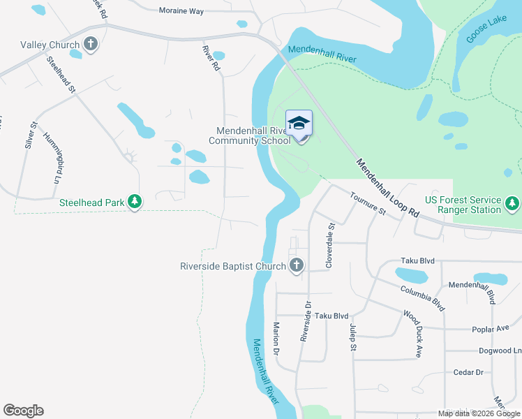 map of restaurants, bars, coffee shops, grocery stores, and more near 9477 Riverbend Court in Juneau