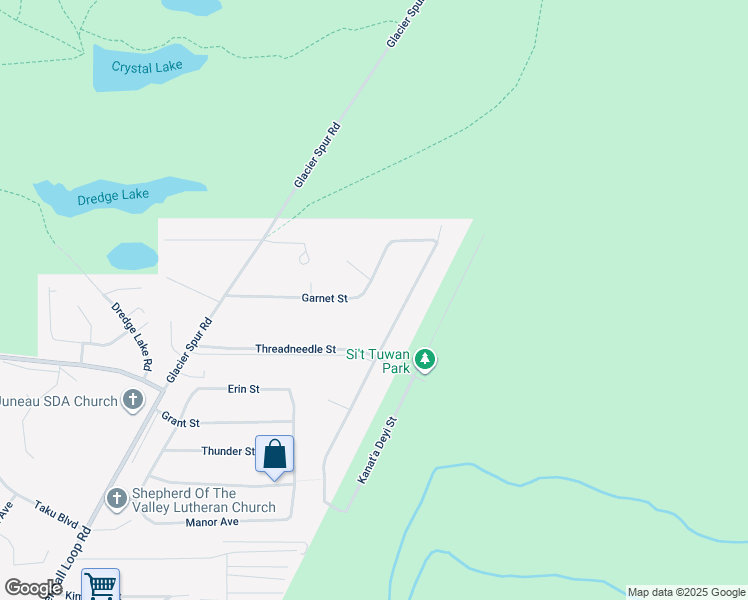 map of restaurants, bars, coffee shops, grocery stores, and more near 8274 Garnet Street in Juneau