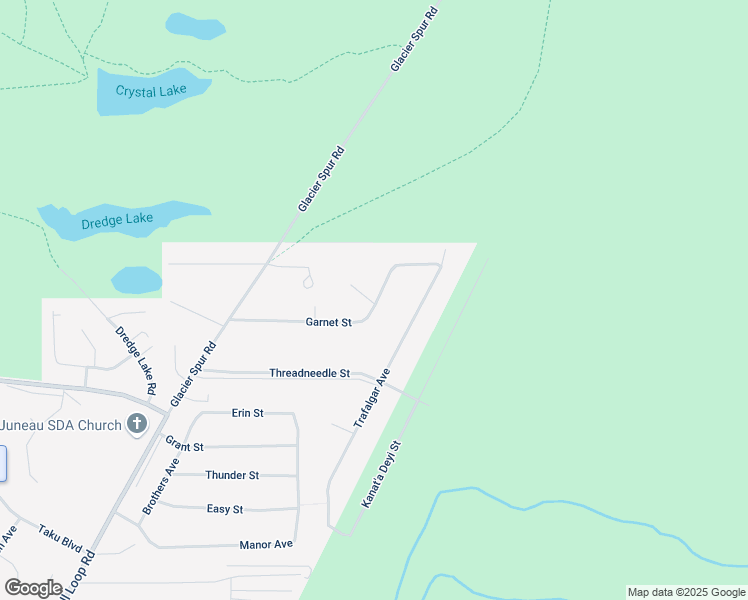map of restaurants, bars, coffee shops, grocery stores, and more near Garnet Street & Circle Drive in Juneau