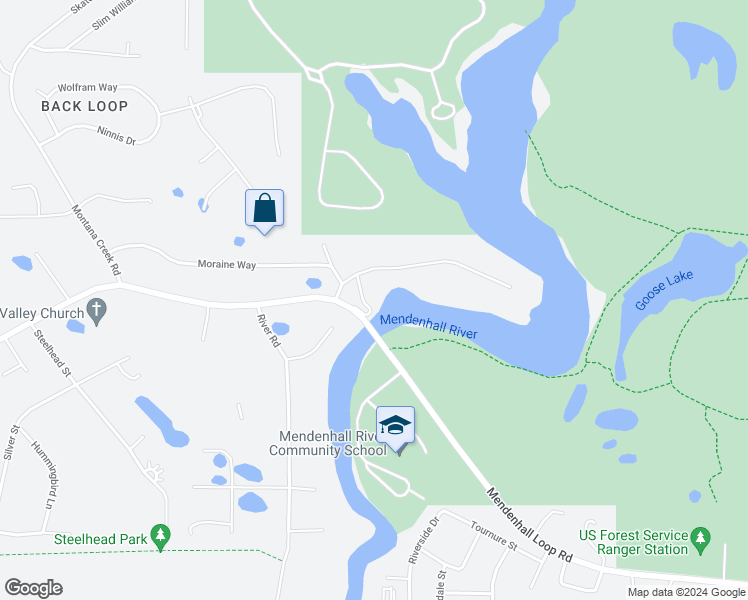 map of restaurants, bars, coffee shops, grocery stores, and more near 5110 View Drive in Juneau