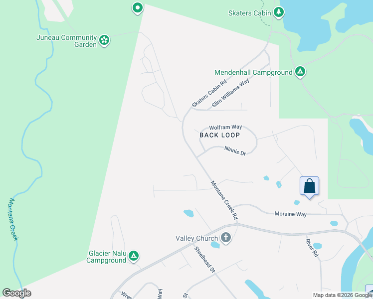 map of restaurants, bars, coffee shops, grocery stores, and more near 5401 Montana Creek Road in Juneau
