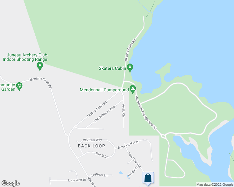 map of restaurants, bars, coffee shops, grocery stores, and more near Skaters Cabin Road in Juneau