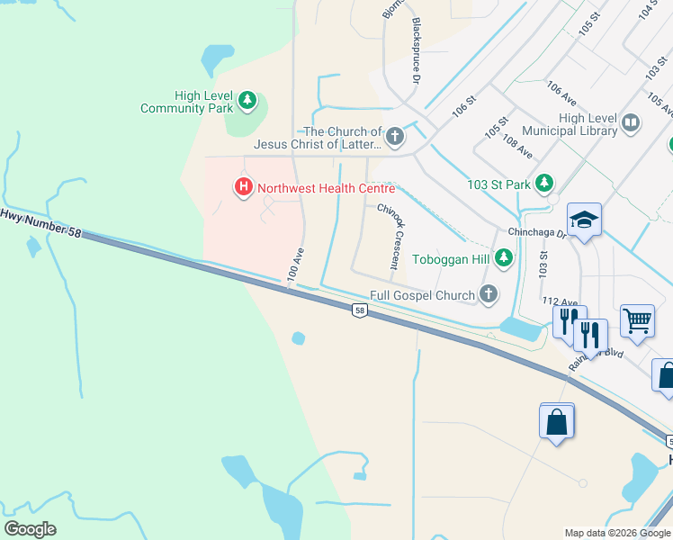 map of restaurants, bars, coffee shops, grocery stores, and more near 37 Chonkolay Drive in High Level