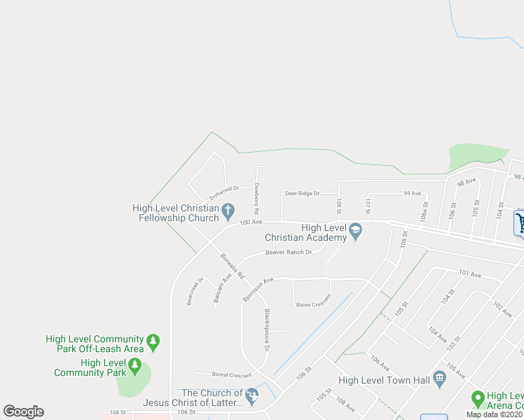 map of restaurants, bars, coffee shops, grocery stores, and more near 10902 100 Avenue in High Level