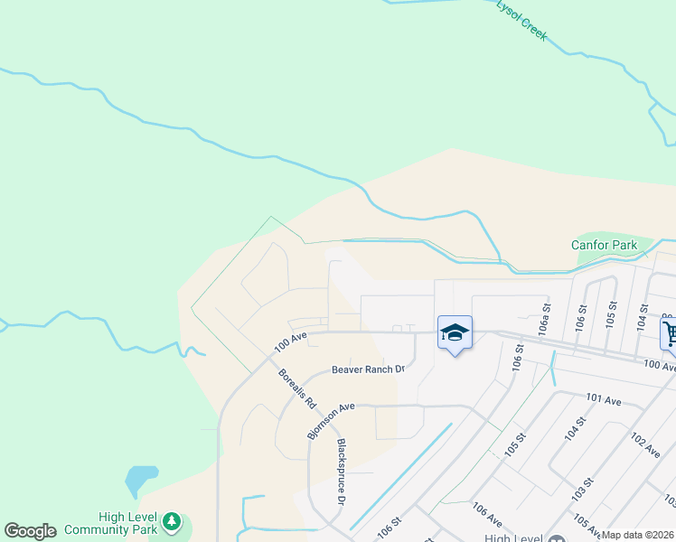 map of restaurants, bars, coffee shops, grocery stores, and more near 22 Dewberry Road in High Level