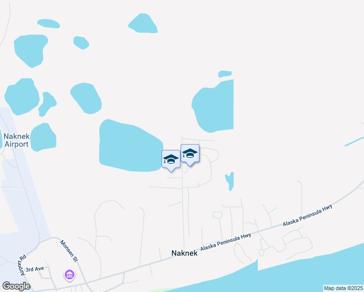 map of restaurants, bars, coffee shops, grocery stores, and more near 315 School Road in Naknek