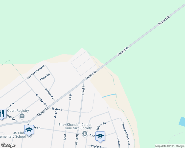 map of restaurants, bars, coffee shops, grocery stores, and more near 5701 Airport Drive in Fort Nelson