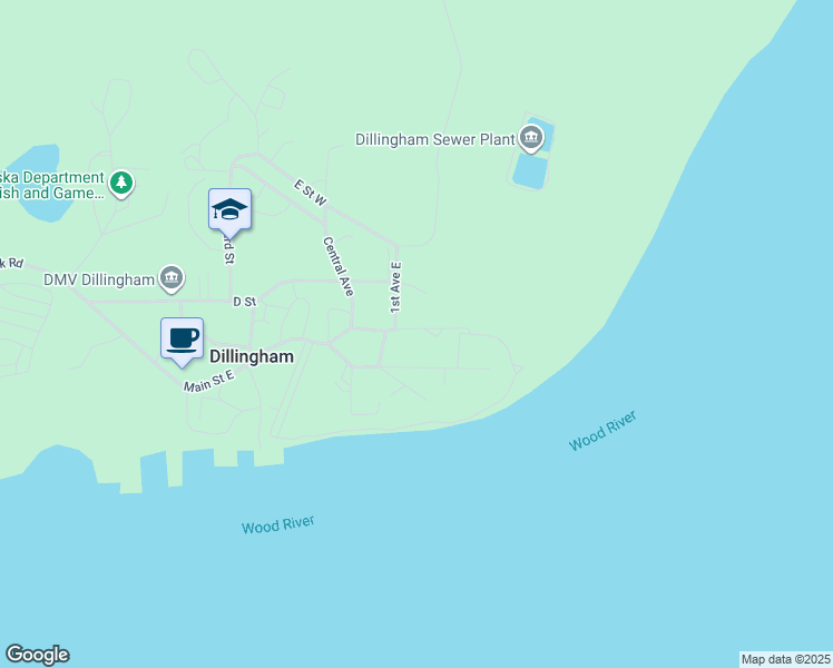 map of restaurants, bars, coffee shops, grocery stores, and more near 127 Main Street East in Dillingham